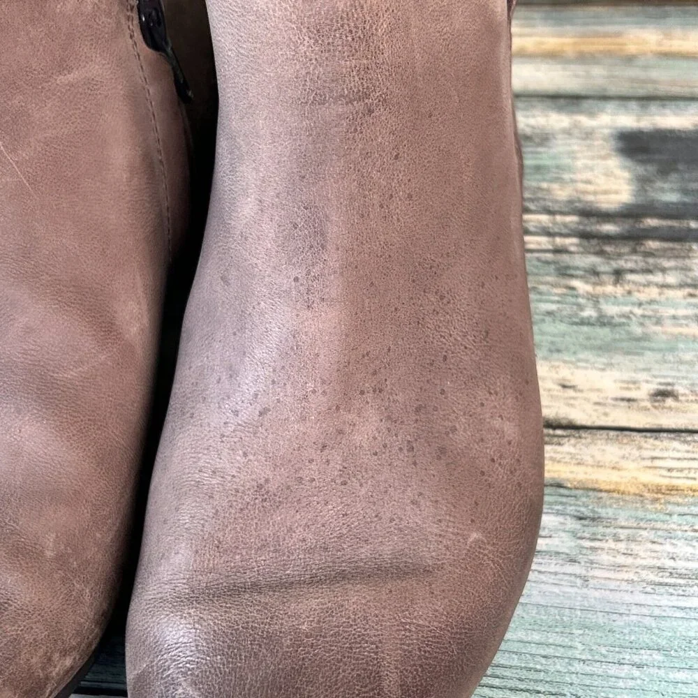 PAUL GREEN Ankle Booties Womens US 6.5 Distressed Gray Leather Low Block Heel